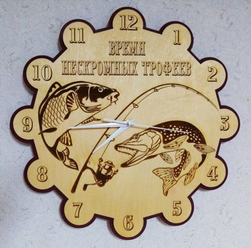 طرح ساعت دیواری ماهیگیر برش لیزری - laser cut fisherman wall clock ve - برای دستگاه CNC چوب و لیزر (سی ان سی)