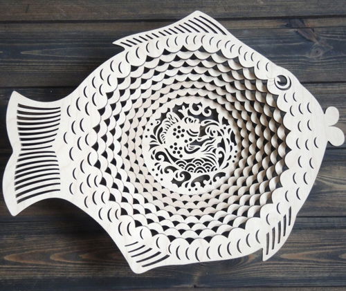طرح کاسه میوه ماهی برش لیزری قاب - laser cut fish fruit bowl ve - برای دستگاه CNC چوب و لیزر (سی ان سی)