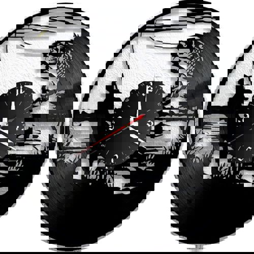 طرح ساعت دیواری وینیل ماهیگیری برش لیزری مرد ماهیگیر پدر پدر هدیه - laser cut fishing vinyl wall clock fisherman men dad father gift - برای دستگاه CNC چوب و لیزر (سی ان سی)