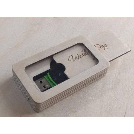 طرح جعبه فلش مموری برش لیزری با درب کشویی قاب - laser cut flash drive box with sliding lid ve - برای دستگاه CNC چوب و لیزر (سی ان سی)