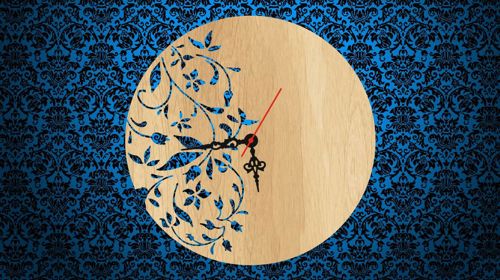 طرح ساعت گلدار برش لیزری - laser cut floral clock ve - برای دستگاه CNC چوب و لیزر (سی ان سی)