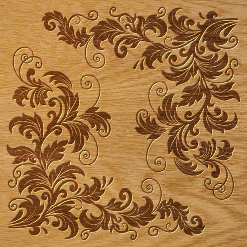 طرح گل برش لیزری الگو - laser cut floral ornament pattern - برای دستگاه CNC چوب و لیزر (سی ان سی)
