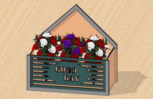 طرح جعبه گل برش لیزری سبد هدیه - laser cut flower box gift basket - برای دستگاه CNC چوب و لیزر (سی ان سی)