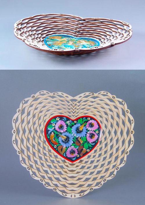 طرح برش لیزری گل سبد میوه سبد آبنبات - laser cut flower fruit basket candy basket - برای دستگاه CNC چوب و لیزر (سی ان سی)