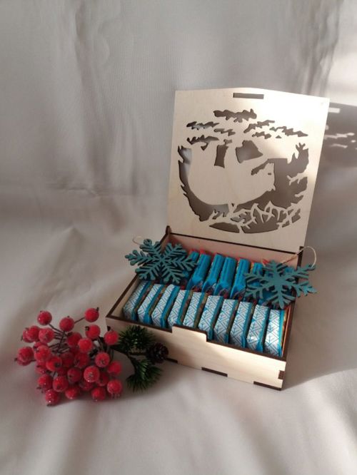 طرح برش لیزری درب تاشو جعبه شکلات تخته تخته میلی‌متر - laser cut folding lid candy box plywood 4mm - برای دستگاه CNC چوب و لیزر (سی ان سی)