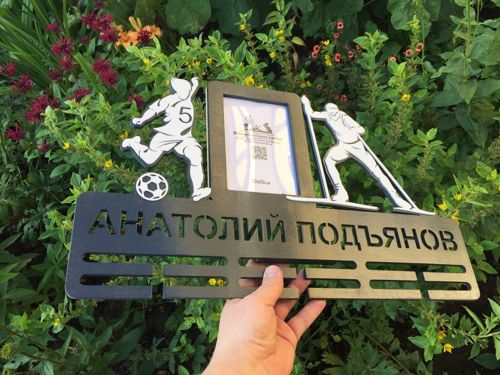 طرح آویز مدال فوتبال برش لیزری با قاب عکس قاب - laser cut football medal hanger with photo frame ve - برای دستگاه CNC چوب و لیزر (سی ان سی)