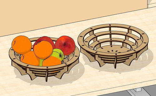 طرح کاسه میوه برش لیزری - laser cut fruit bowl ve - برای دستگاه CNC چوب و لیزر (سی ان سی)