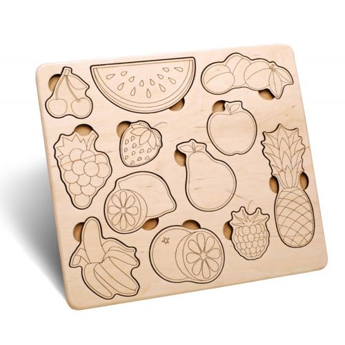 طرح برش لیزری میوه‌ها فعالیت یادگیری تخته چوبی - laser cut fruits learning activity wooden board ve - برای دستگاه CNC چوب و لیزر (سی ان سی)