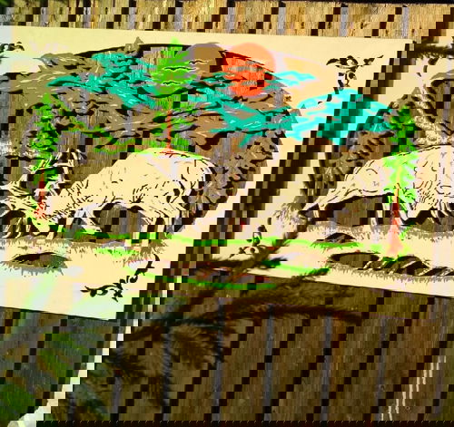 طرح حصار باغ برش لیزری دیوار هنری جنگ با گوزن دیوار فضای باز دکوراسیون - laser cut garden fence wall art fighting deer outdoor wall decor - برای دستگاه CNC چوب و لیزر (سی ان سی)