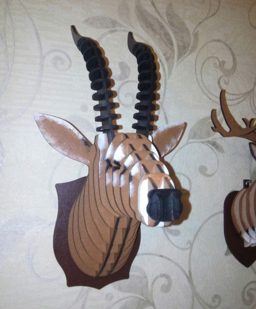 طرح سر غزال برش لیزری طرح غنائم سه بعدی پازل پازل - laser cut gazelle trophy head 3d puzzle ve - برای دستگاه CNC چوب و لیزر (سی ان سی)
