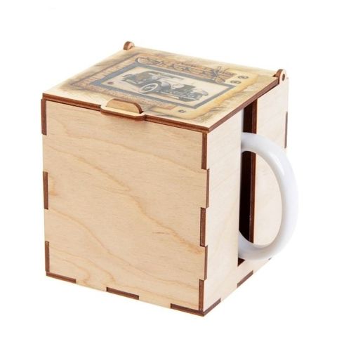 طرح جعبه هدیه برش لیزری برای لیوان میلی‌متری - laser cut gift box for mug 3mm ve - برای دستگاه CNC چوب و لیزر (سی ان سی)