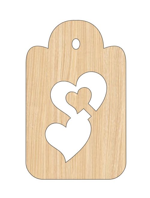 طرح برش لیزری کارت هدیه مستطیلی شکل زوج قلب چوبی برش - laser cut gift tag rectangle shape couple heart wooden cutout ve - برای دستگاه CNC چوب و لیزر (سی ان سی)