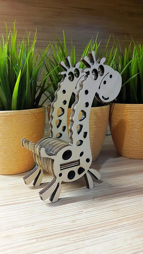 طرح برش لیزری زرافه پایه گوشی جایگزینی - laser cut giraffe phone stand - برای دستگاه CNC چوب و لیزر (سی ان سی)