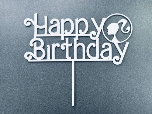 طرح برش لیزری دختر تولدت مبارک کیک روی - laser cut girl happy birthday cake topper ve - برای دستگاه CNC چوب و لیزر (سی ان سی)