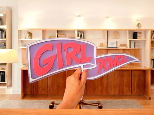 طرح برش لیزری دختر قدرت علامت - laser cut girl power sign ve - برای دستگاه CNC چوب و لیزر (سی ان سی)