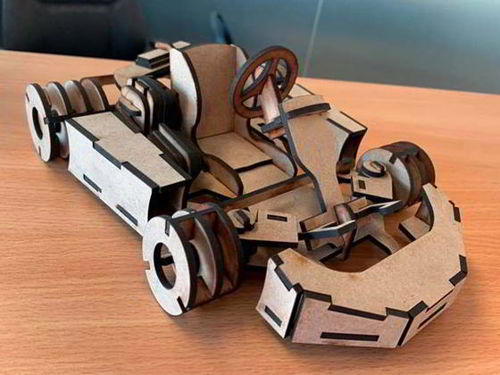 طرح مدل ماشین اسباب بازی پازل برش لیزری کارتینگ سه بعدی - laser cut go kart 3d puzzle toy car model kit ve - برای دستگاه CNC چوب و لیزر (سی ان سی)
