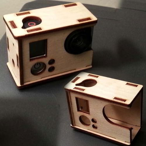 طرح قاب دوربین چوبی برش خورده گوپرو هیرو لیزر - laser cut gopro hero 3 wooden box camera case ve - برای دستگاه CNC چوب و لیزر (سی ان سی)
