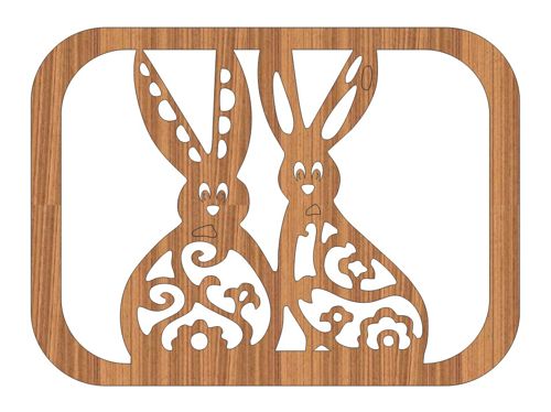طرح برش لیزری براق خرگوش عید پاک جفت برچسب چوبی هدیه - laser cut graceful easter bunny pair wooden gift tag ve - برای دستگاه CNC چوب و لیزر (سی ان سی)