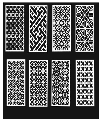 طرح برش لیزری گریل طراحی الگوهای دکوراسیون مجموعه - laser cut grill design decoration patterns set ve - برای دستگاه CNC چوب و لیزر (سی ان سی)
