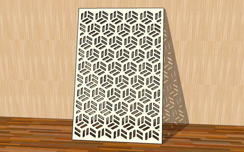 طرح برش لیزری گریل الگوی هندسی شبکه جداکننده اتاق - laser cut grill pattern geometric grid room divider ve - برای دستگاه CNC چوب و لیزر (سی ان سی)