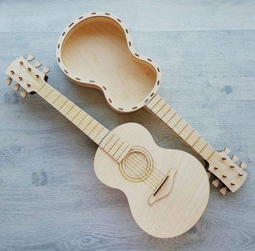 طرح جعبه گیتار لیزری جعبه گیتار سه بعدی پازل - lasercut guitar box 3d puzzle ve - برای دستگاه CNC چوب و لیزر (سی ان سی)