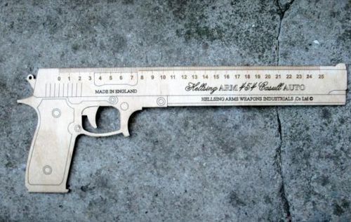 طرح برش لیزری اسلحه شکل خط‌کش - laser cut gun shaped ruler ve - برای دستگاه CNC چوب و لیزر (سی ان سی)