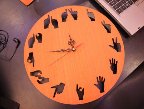 طرح ساعت دیواری با حرکات دست و برش لیزری () - laser cut hand gestures wall clock ve - برای دستگاه CNC چوب و لیزر (سی ان سی)