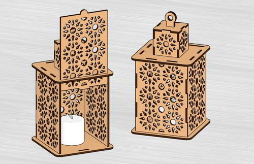 طرح نگهدارنده چراغ چای آویز برش لیزری پوشش - laser cut hanging tealight holder ve - برای دستگاه CNC چوب و لیزر (سی ان سی)