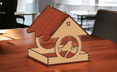 طرح فیدر پرنده چوبی آویزان برش لیزری - laser cut hanging wooden bird feeder ve - برای دستگاه CNC چوب و لیزر (سی ان سی)