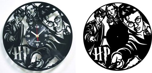 طرح ساعت سینمایی هری پاتر برش لیزری پروانه - laser cut harry potter vinyl record clock - برای دستگاه CNC چوب و لیزر (سی ان سی)