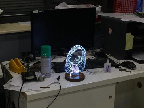 طرح هدفون برش لیزری سه بعدی اکریلیک لامپ - laser cut headphone 3d acrylic lamp ve - برای دستگاه CNC چوب و لیزر (سی ان سی)