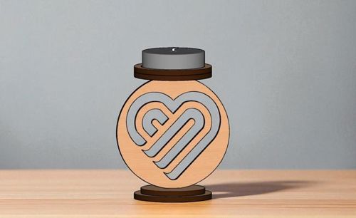 طرح جاشمعی قلب برش لیزری قاب - laser cut heart candle holder ve - برای دستگاه CNC چوب و لیزر (سی ان سی)