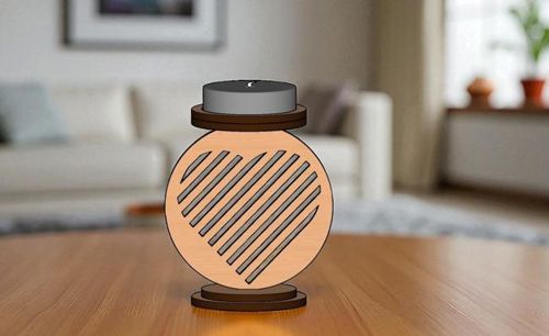 طرح جاشمعی قلبی شکل برش شده با لیزر - laser cut heart shaped candle holder ve - برای دستگاه CNC چوب و لیزر (سی ان سی)