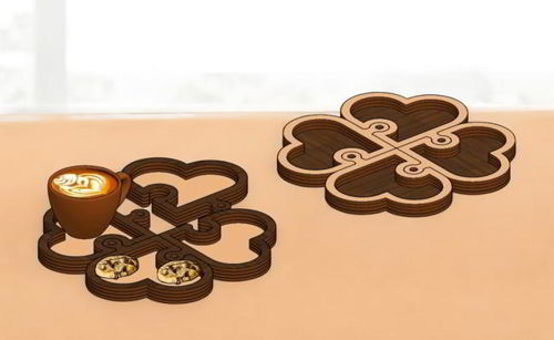 طرح سینی سرو پازل قلبی شکل برش لیزری - laser cut heart shaped puzzle serving tray ve - برای دستگاه CNC چوب و لیزر (سی ان سی)