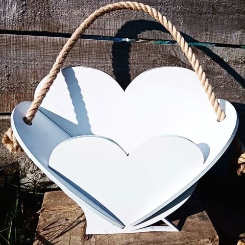 طرح سبد گل قلبی شکل برش لیزری - laser cut heart shape flower basket ve - برای دستگاه CNC چوب و لیزر (سی ان سی)
