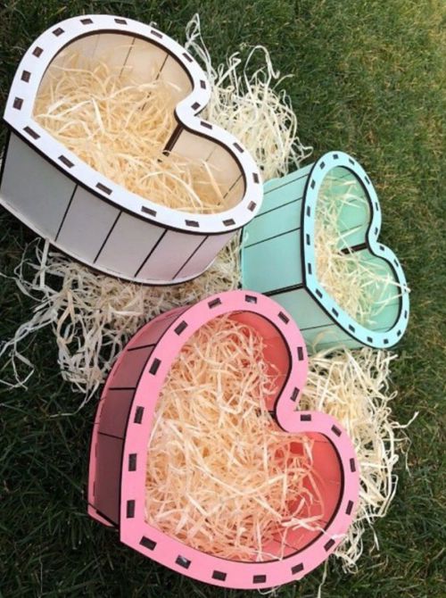 طرح قالب جعبه چوبی قلب برش لیزری - laser cut heart wood box template ve - برای دستگاه CNC چوب و لیزر (سی ان سی)