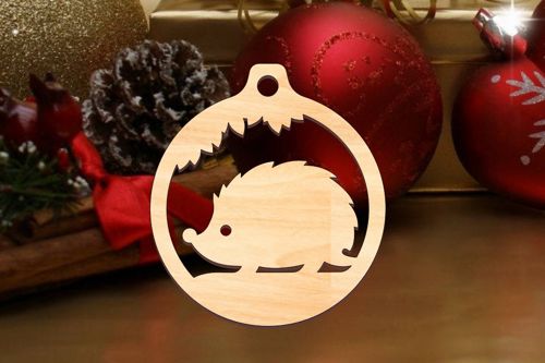طرح برش لیزری جوجه تیغی تزئینات کریسمس - laser cut hedgehog christmas ornament ve - برای دستگاه CNC چوب و لیزر (سی ان سی)