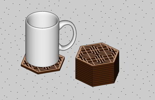 طرح برش لیزری شش ضلعی لیزر - laser cut hexagonal coaster - برای دستگاه CNC چوب و لیزر (سی ان سی)