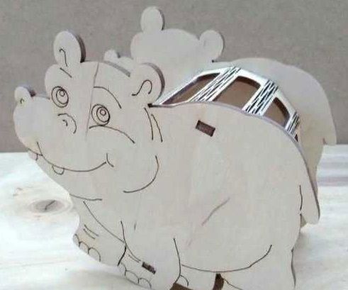 طرح جا مداد هیپو برش لیزری میز سازماندهنده - laser cut hippo pencil holder desk organizer ve - برای دستگاه CNC چوب و لیزر (سی ان سی)