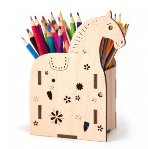طرح جای قلم اسب برش لیزری - laser cut horse pen holder ve - برای دستگاه CNC چوب و لیزر (سی ان سی)