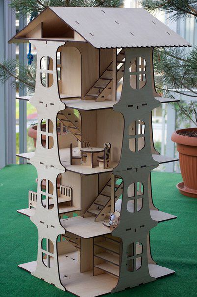 طرح خانه طبقه برش لیزری سه بعدی معما - laser cut house 5 floors 3d puzzle ve - برای دستگاه CNC چوب و لیزر (سی ان سی)