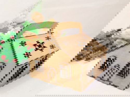 طرح برش لیزری جعبه خانه تخته سه لا mm - laser cut house box plywood 3mm ve - برای دستگاه CNC چوب و لیزر (سی ان سی)