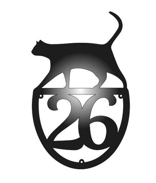 طرح پلاک خانه برش لیزری گربه - laser cut house number with cat - برای دستگاه CNC چوب و لیزر (سی ان سی)