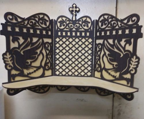 طرح قفسه چوبی آیکونوستازی برش لیزری برای آیکون‌ها - laser cut iconostasis wooden shelf for icons ve - برای دستگاه CNC چوب و لیزر (سی ان سی)