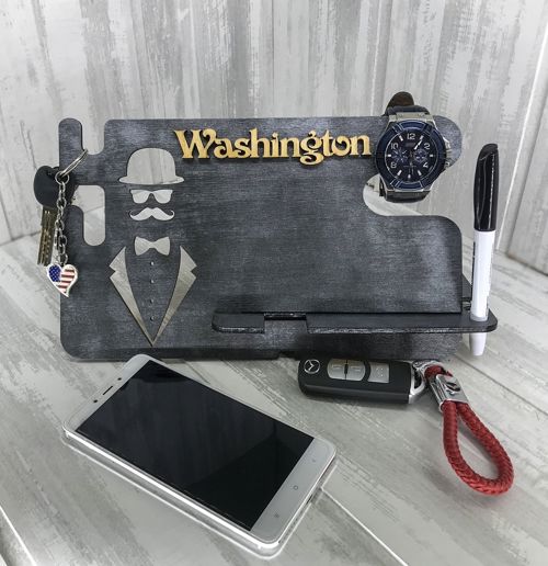 طرح ایستگاه شارژ آیفون و ساعت با برش لیزری 6 میلی‌متری سه بعدی پازل - laser cut iphone watch charging docking station 6mm 3d puzzle ve - برای دستگاه CNC چوب و لیزر (سی ان سی)