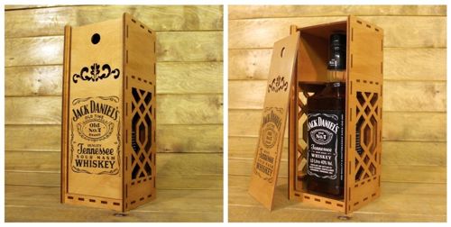 طرح برش لیزری جک دنیلز بطری نوشابه جعبه چوبی - laser cut jack daniels whisky wooden box ve - برای دستگاه CNC چوب و لیزر (سی ان سی)