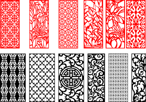 طرح الگوی الهام گرفته از صفحه برش لیزری مجموعه - laser cut jali inspired screen pattern designs set ve - برای دستگاه CNC چوب و لیزر (سی ان سی)