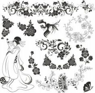 طرح برش لیزری ژاپن تزئینات - laser cut japan ornament ve - برای دستگاه CNC چوب و لیزر (سی ان سی)