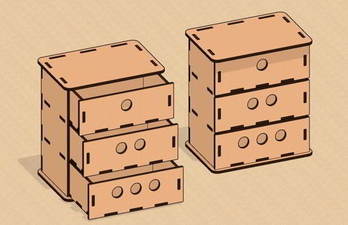 طرح جعبه جواهرات برش لیزری قفسه دراور - laser cut jewelry box chest of drawers ve - برای دستگاه CNC چوب و لیزر (سی ان سی)