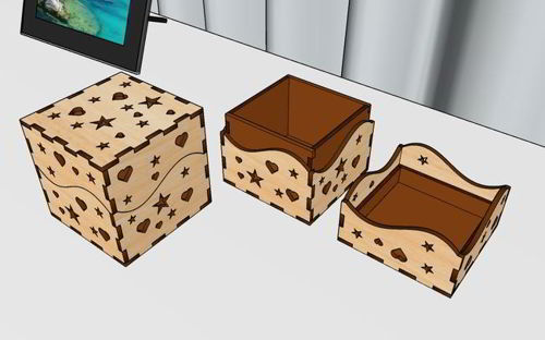 طرح جعبه جواهرات برش لیزری مربعی نگهداری mdf جعبه هدیه - laser cut jewelry box square storage mdf gift box ve - برای دستگاه CNC چوب و لیزر (سی ان سی)